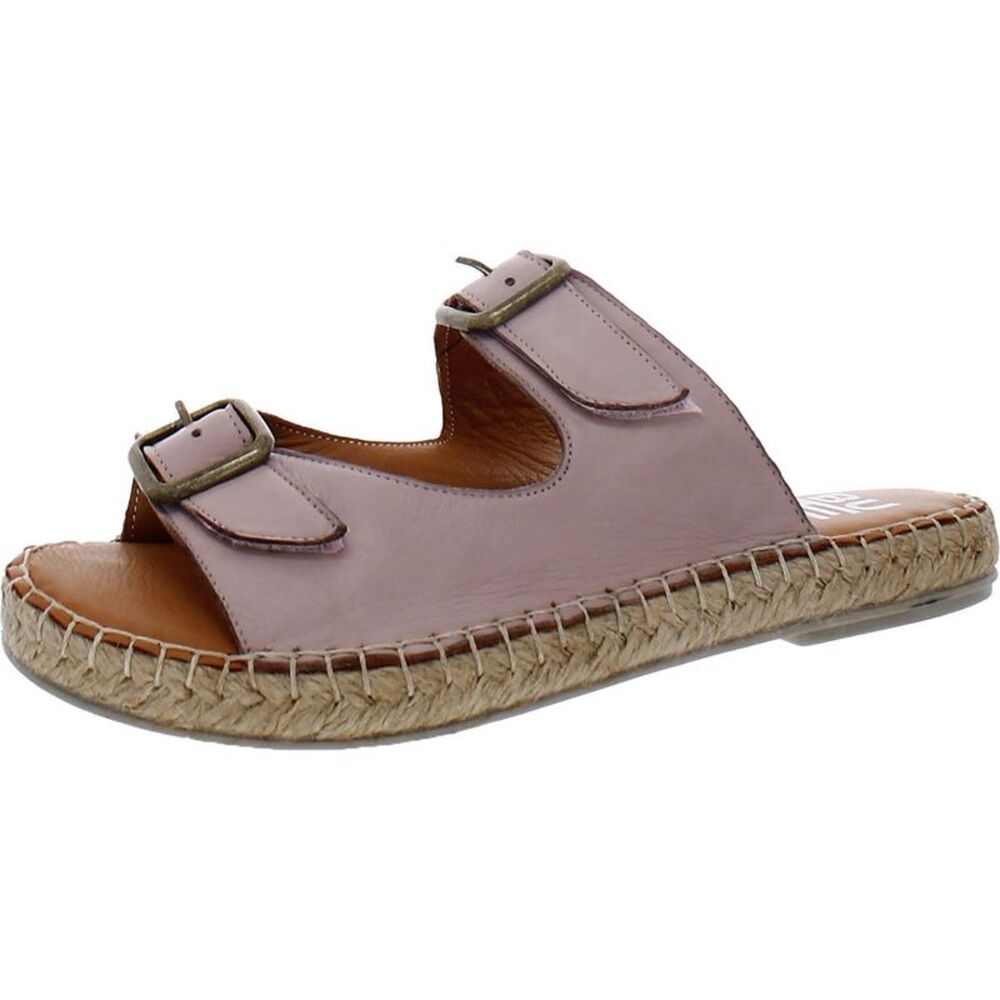 Bueno Womens Krissy Pink Leather Open Toe Slip On Slide Sandals Shoes NWT
